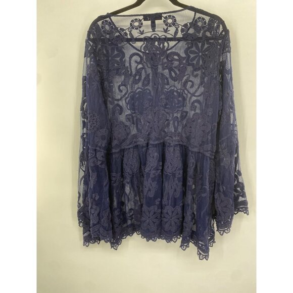 Lane Bryant Womens Plus Size 22/24 Sheer Floral Lace Button Neck Blouse - Picture 5 of 6